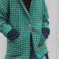 Portuguese Wool Pieper Coat in Green and Cream Check Made to Order