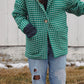 Portuguese Wool Pieper Coat in Green and Cream Check Made to Order