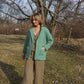 Portuguese Wool Pieper Coat in Green and Cream Check Made to Order