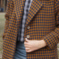 Portuguese Wool Polly Coat in Brown and Navy Check Made to Order