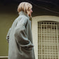 Portuguese Wool Pieper Coat in Teal and Cream Thin Stripe Made to Order