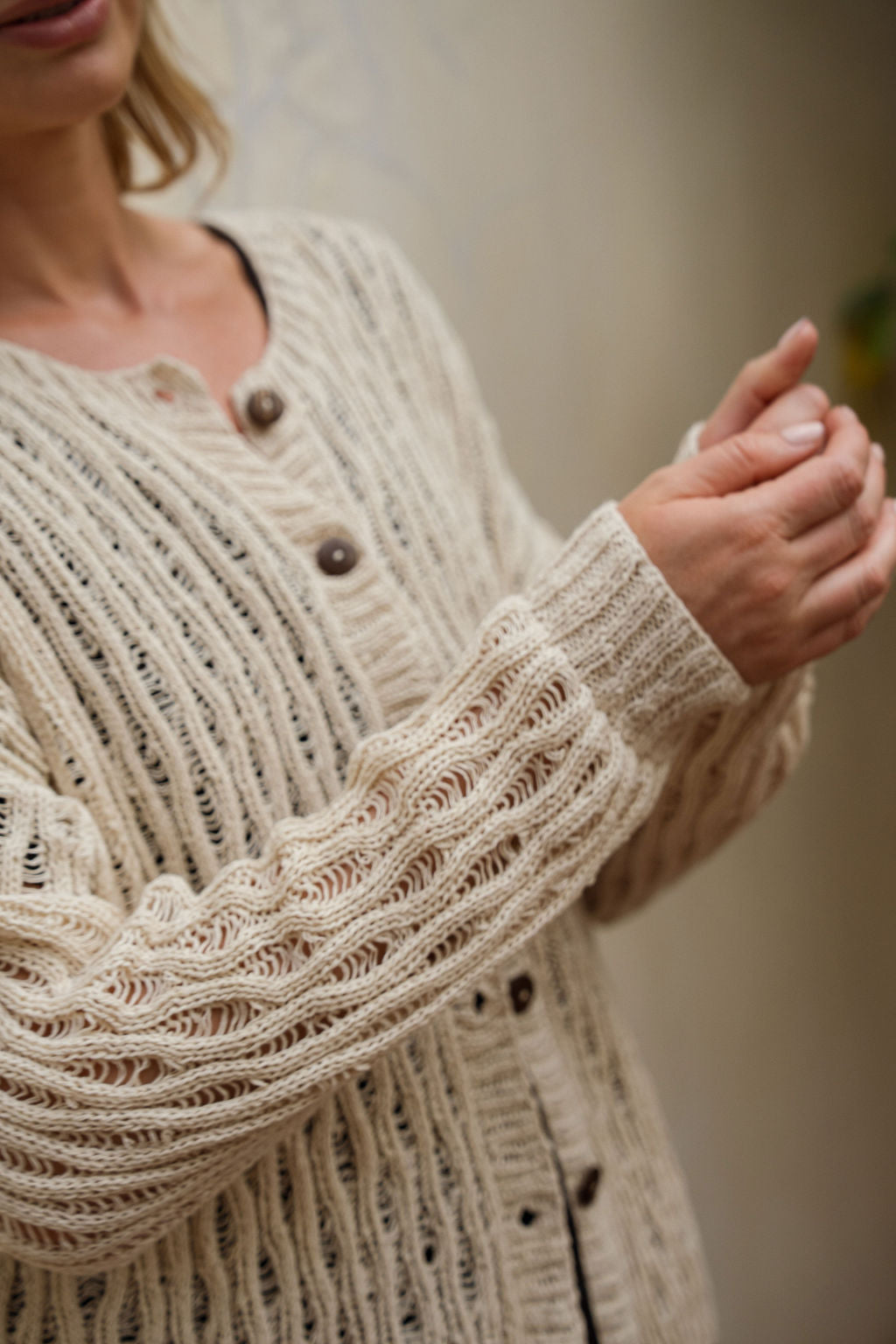 Alice Cotton Cardigan in Natural White