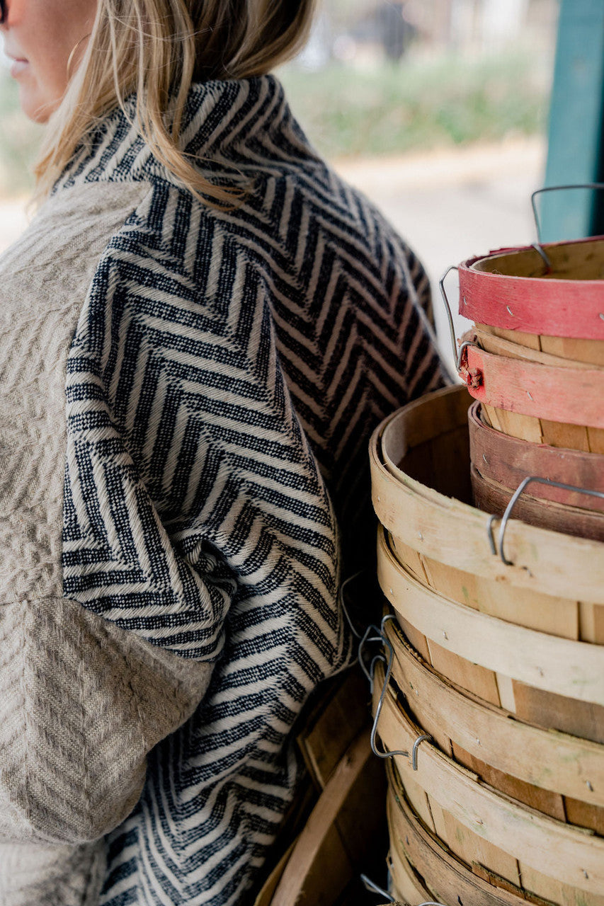 Portuguese Wool Pieper Coat in Neutral Mix-Match Herringbone - Pre-Order 1/30