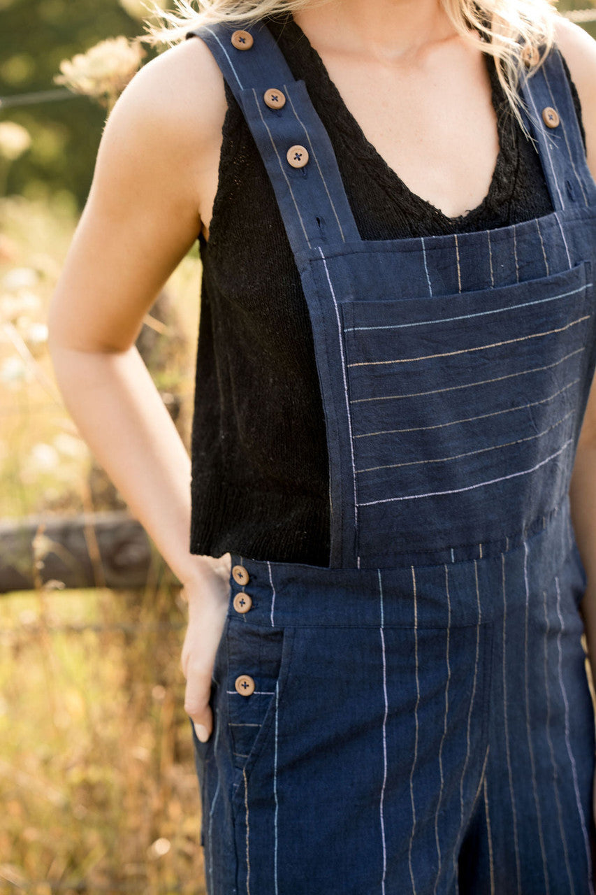 Dilsi Handwoven Cotton Overalls in Navy - M