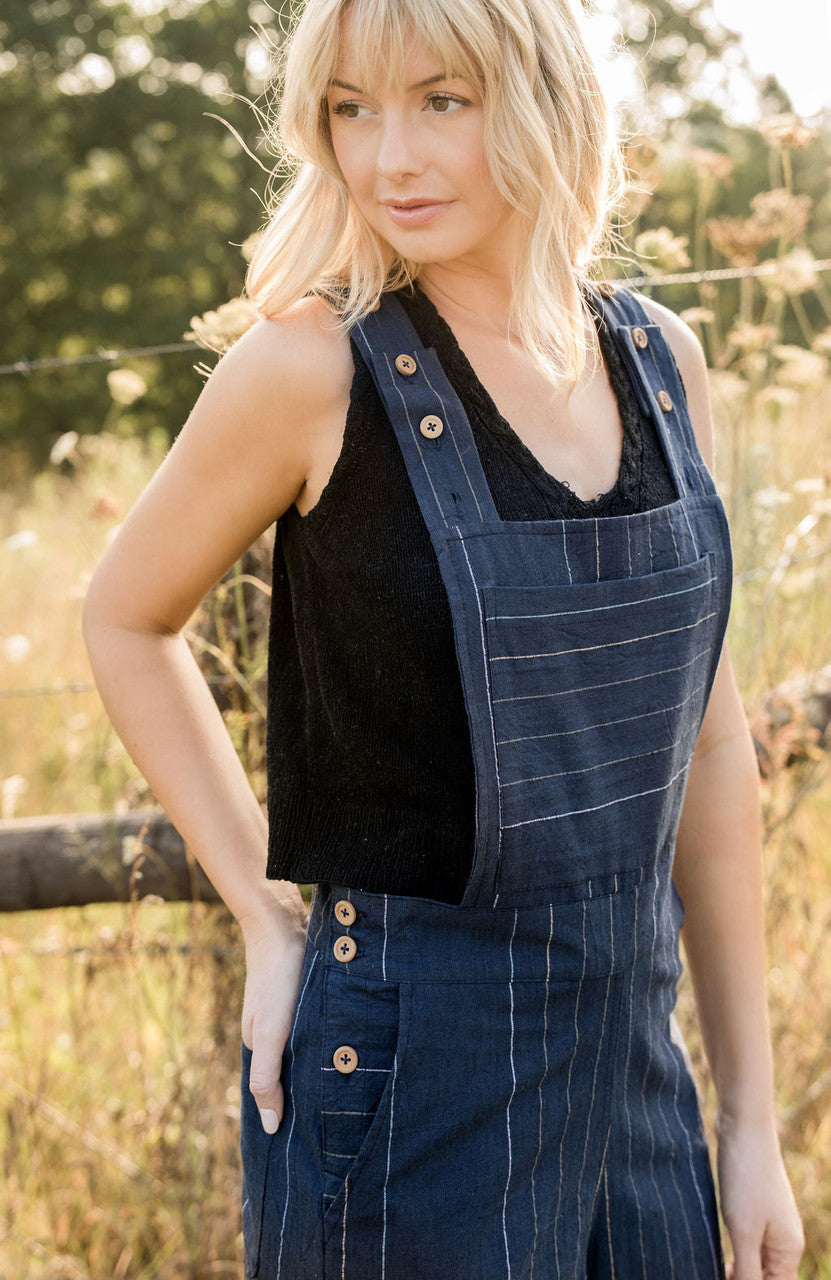 Dilsi Handwoven Cotton Overalls in Navy - M