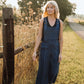 Dilsi Handwoven Cotton Overalls in Navy - M
