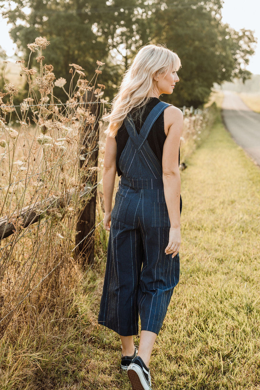 Dilsi Handwoven Cotton Overalls in Navy - M