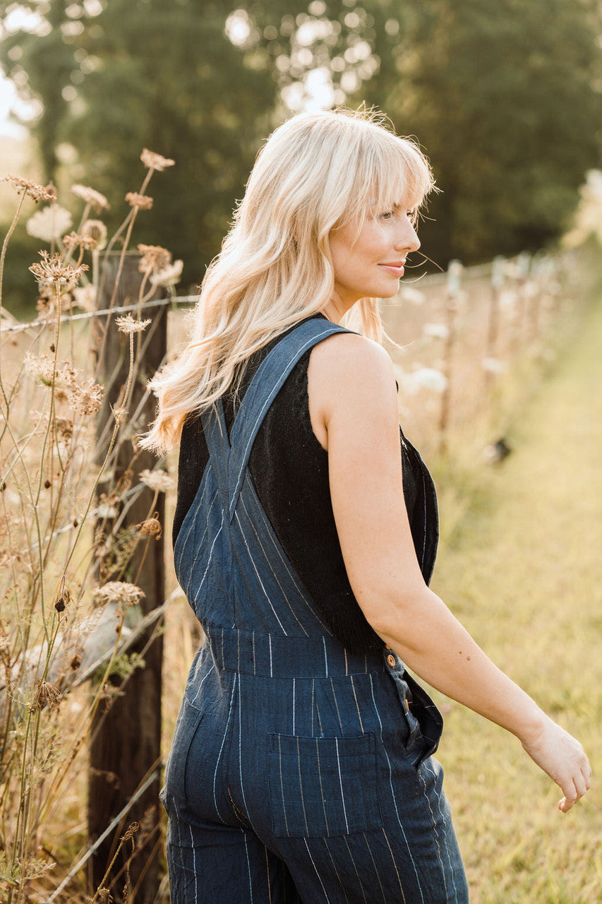 Dilsi Handwoven Cotton Overalls in Navy - M