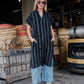 Paula Handwoven Cotton Tunic Dress in Dark Green Made to Order