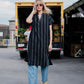 Paula Handwoven Cotton Tunic Dress in Dark Green Made to Order
