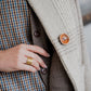 Portuguese Wool Pieper Coat in Cream and Brown Plaid Made to Order