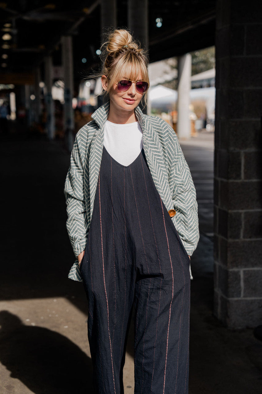 Charli Handwoven Cotton Jumper in Black Made to Order