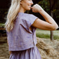 Claudia Skirt Set in Mauve Paint Print - L Shirt Left