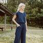 Katie Handwoven Cotton Crop Set in Navy Pin Stripe Made to Order