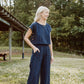 Katie Handwoven Cotton Set in Navy Pin Stripe - XXL Set and Crop Shirt and XS and S Pants