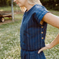 Katie Handwoven Cotton Crop Set in Navy Pin Stripe Made to Order