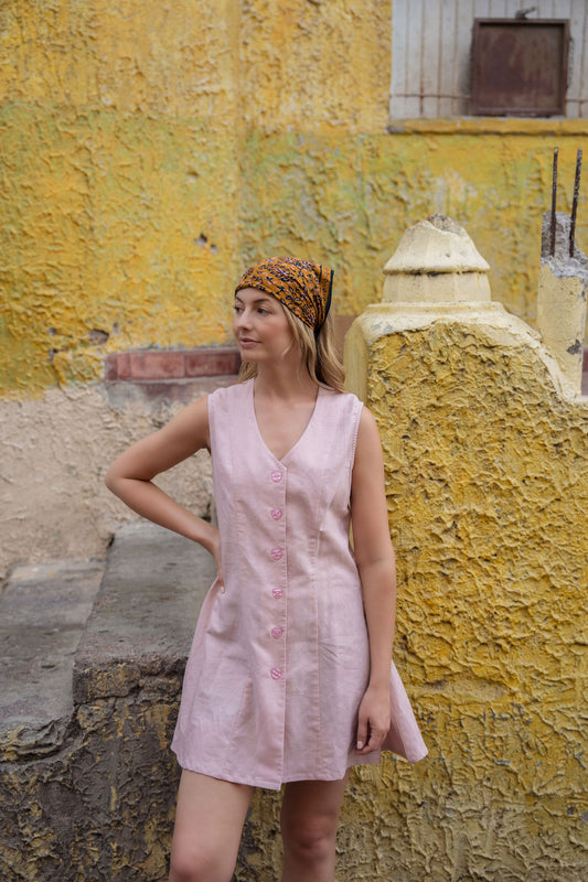 Marcy Mini Dress in Rose Linen