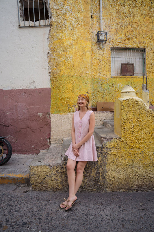 Marcy Mini Dress in Rose Linen