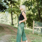 Dilsi Handwoven Cotton Overalls in Dark Green - S Left