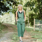 Dilsi Handwoven Cotton Overalls in Dark Green - S Left