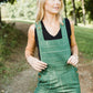 Dilsi Handwoven Cotton Overalls in Dark Green - S Left