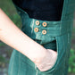 Dilsi Handwoven Cotton Overalls in Dark Green - S Left