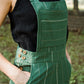 Dilsi Handwoven Cotton Overalls in Dark Green - S Left
