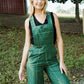 Dilsi Handwoven Cotton Overalls in Dark Green - S Left