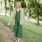 Dilsi Handwoven Cotton Overalls in Dark Green - S Left