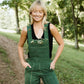 Dilsi Handwoven Cotton Overalls in Dark Green - S Left