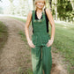 Dilsi Handwoven Cotton Overalls in Dark Green - S Left
