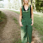 Dilsi Handwoven Cotton Overalls in Dark Green - S Left