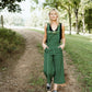 Dilsi Handwoven Cotton Overalls in Dark Green - S Left