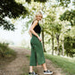 Dilsi Handwoven Cotton Overalls in Dark Green - S Left