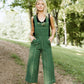 Dilsi Handwoven Cotton Overalls in Dark Green - S Left