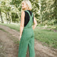 Dilsi Handwoven Cotton Overalls in Dark Green - S Left
