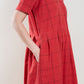 Eloise Handwoven Cotton Dress Sample in Brown Check Size S