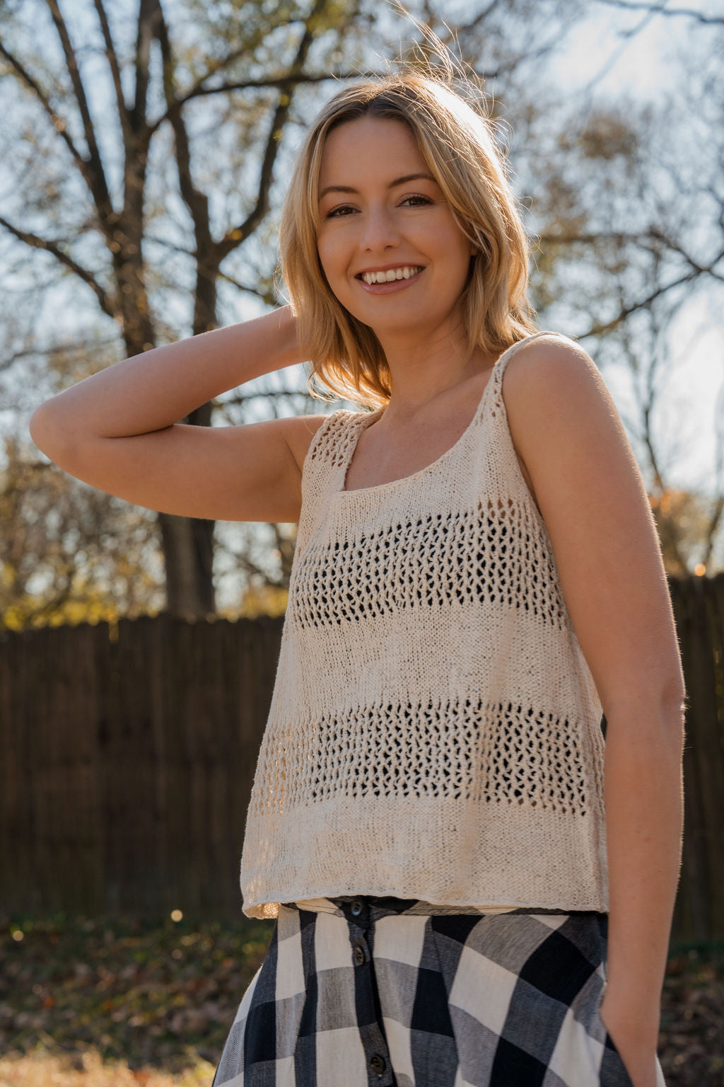 Lindy Hand Knit Cotton Lace Tank - Pre-Order 1/30