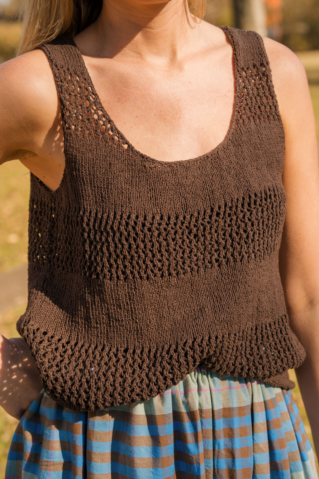 Lindy Hand Knit Cotton Lace Tank - Pre-Order 1/30