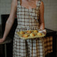 Mia Linen Dress in Brown and Cream Cotton