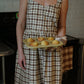 Mia Linen Dress in Brown and Cream Cotton