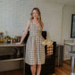 Mia Linen Dress in Brown and Cream Cotton