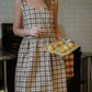 Mia Linen Dress in Brown and Cream Cotton