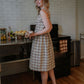 Mia Linen Dress in Brown and Cream Cotton