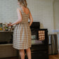 Mia Linen Dress in Brown and Cream Cotton