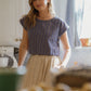 Perry Gathered Midi Skirt in Cream Linen Plaid