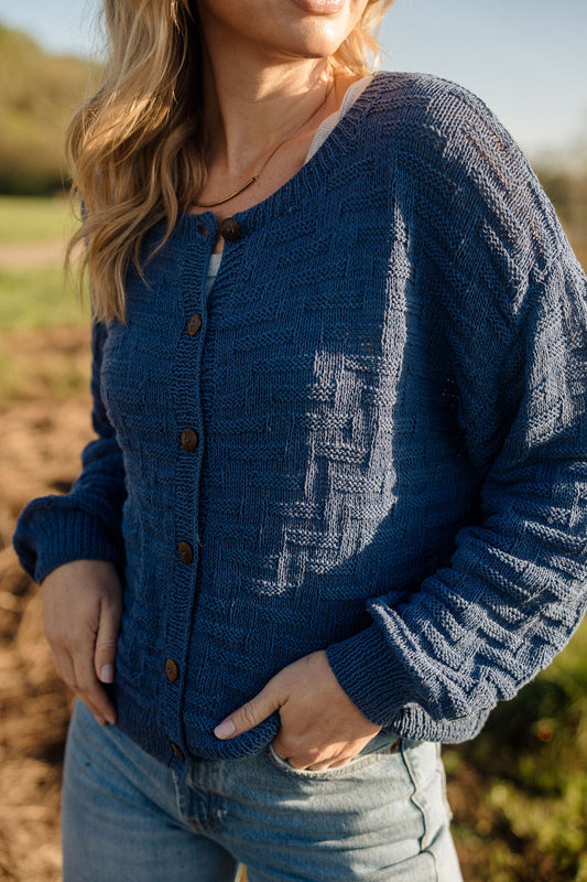 Hazel Cotton Cardigan in Periwinkle Made to Order