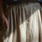 Perry Gathered Midi Skirt in Cream Linen Plaid