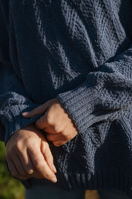 Chloe Textured V Knit Pullover in Periwinkle Made to Order