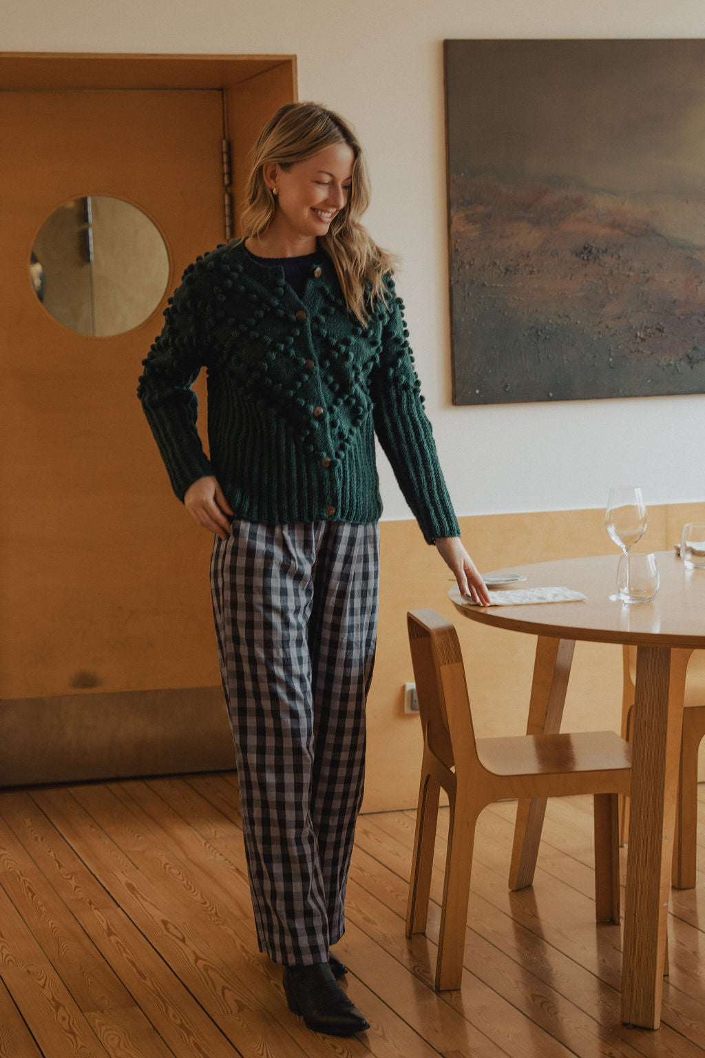 Hand Knit Nepali Wool Jill Sweater in Emerald Green
